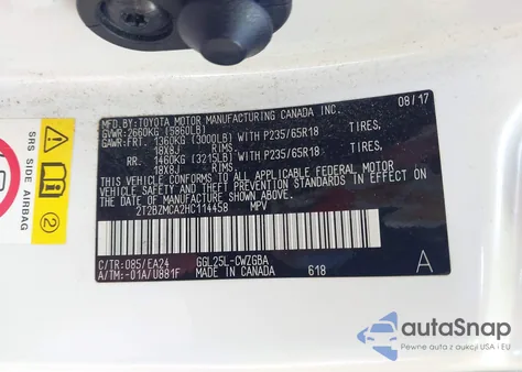 2017 Lexus Rx 350 z USA, uszkodzony, nr VIN 2T2BZMCA2HC114458